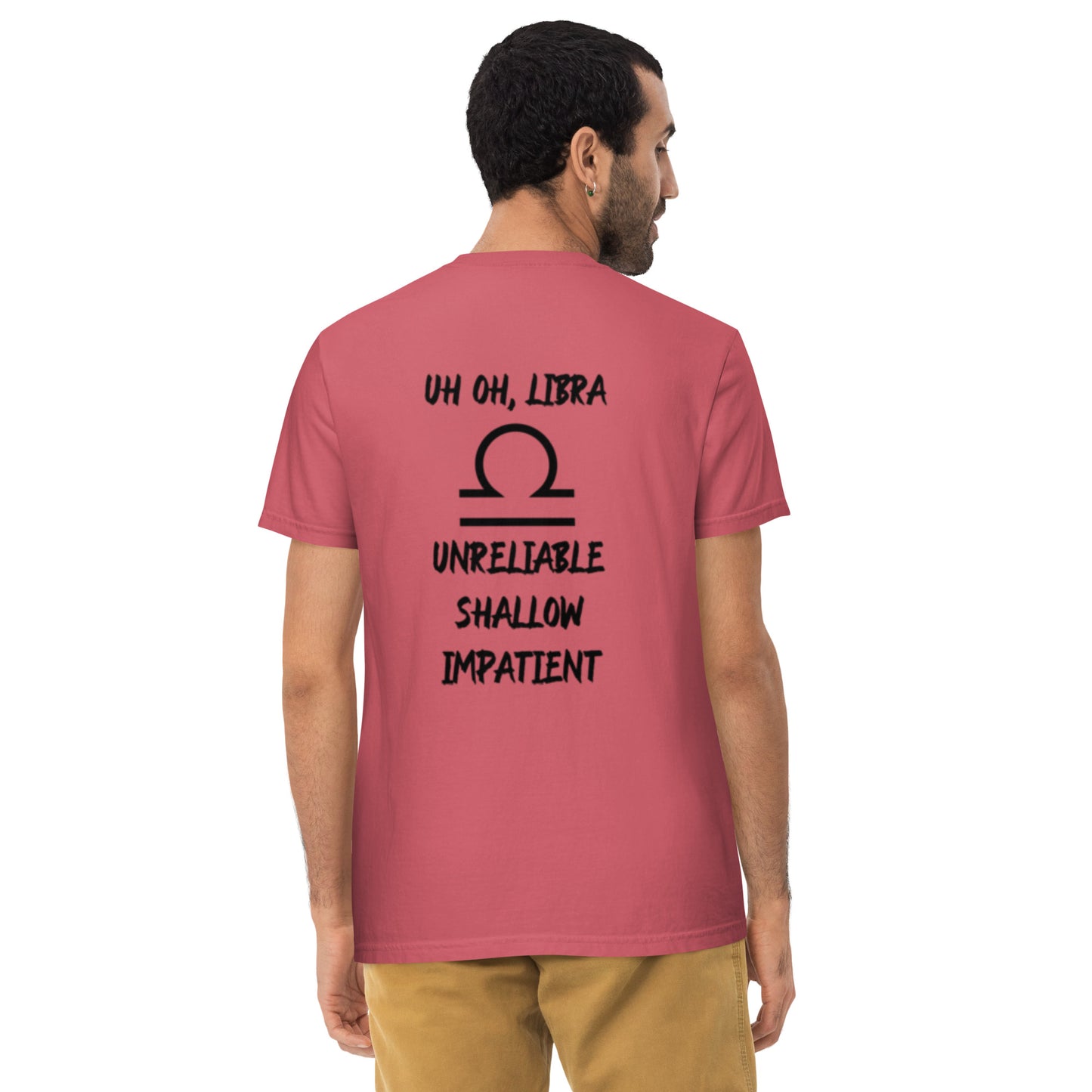 “Uh Oh, Libra” Unisex Garment-Dyed Pocket T-Shirt