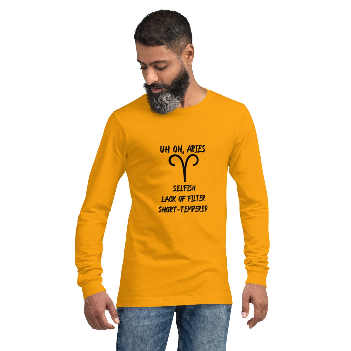 “Uh Oh, Aries” Unisex Long Sleeve Tee