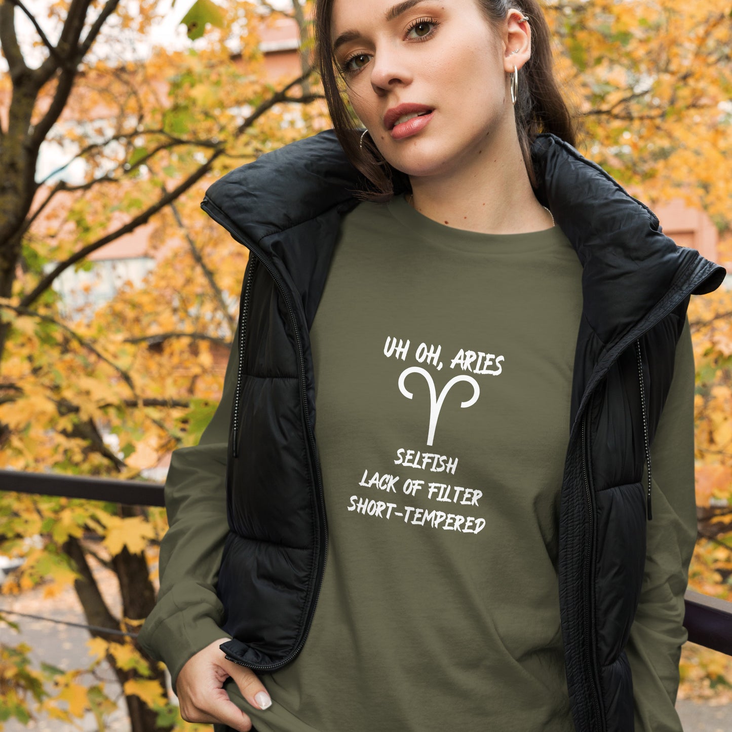 “Uh Oh, Aries” Unisex Long Sleeve Tee