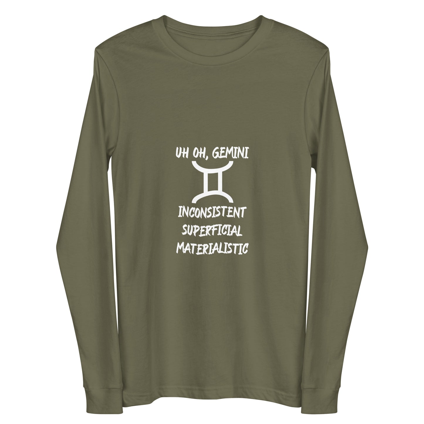 “Uh Oh, Gemini” Unisex Long Sleeve Tee