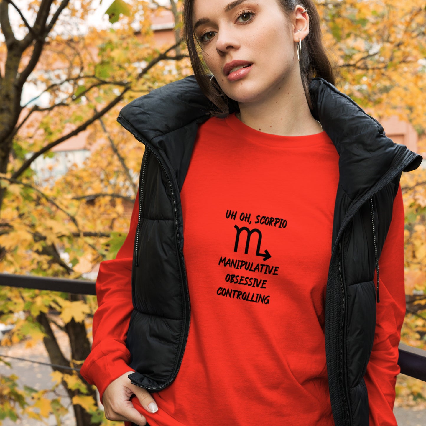 “Uh Oh, Scorpio” Unisex Long Sleeve Tee
