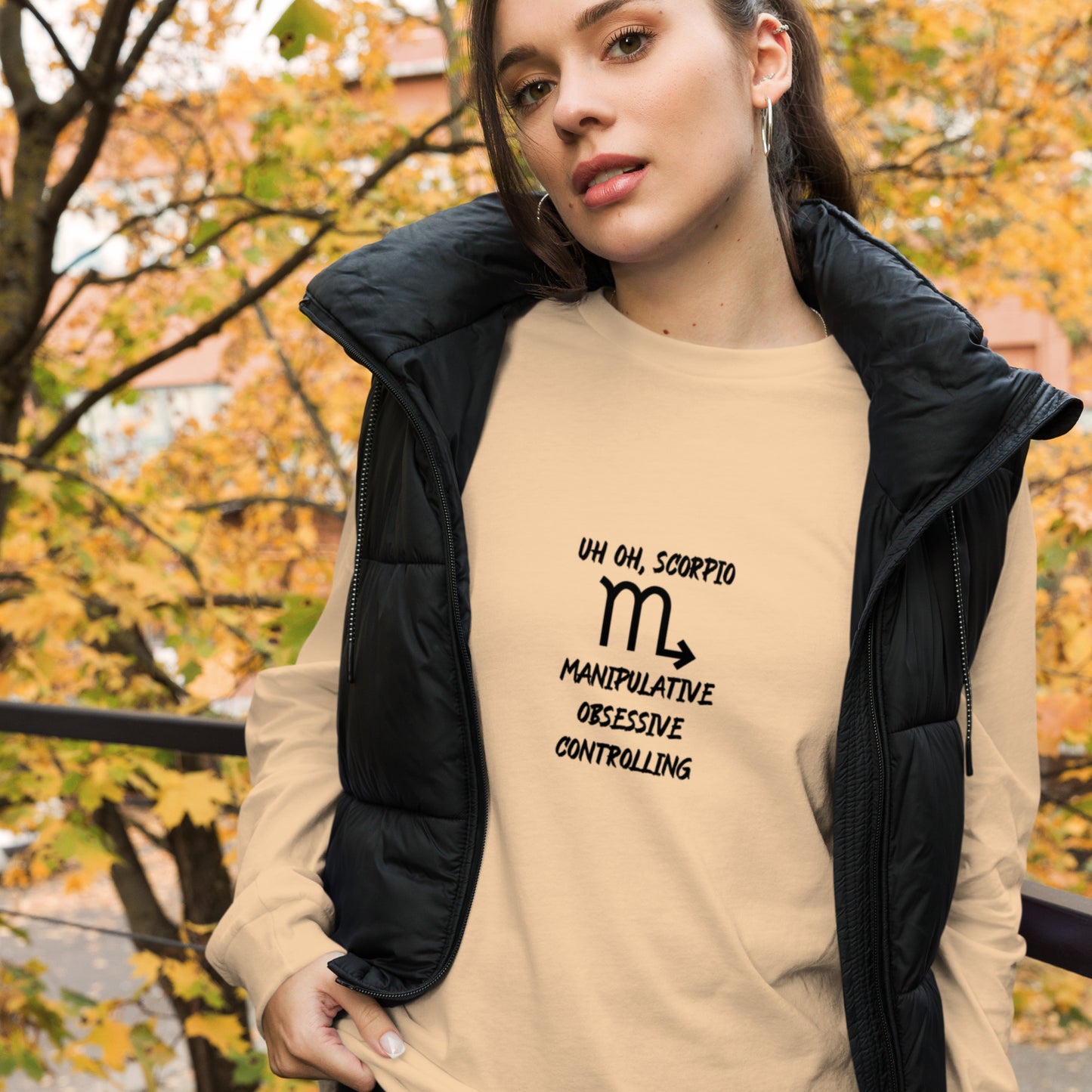 “Uh Oh, Scorpio” Unisex Long Sleeve Tee