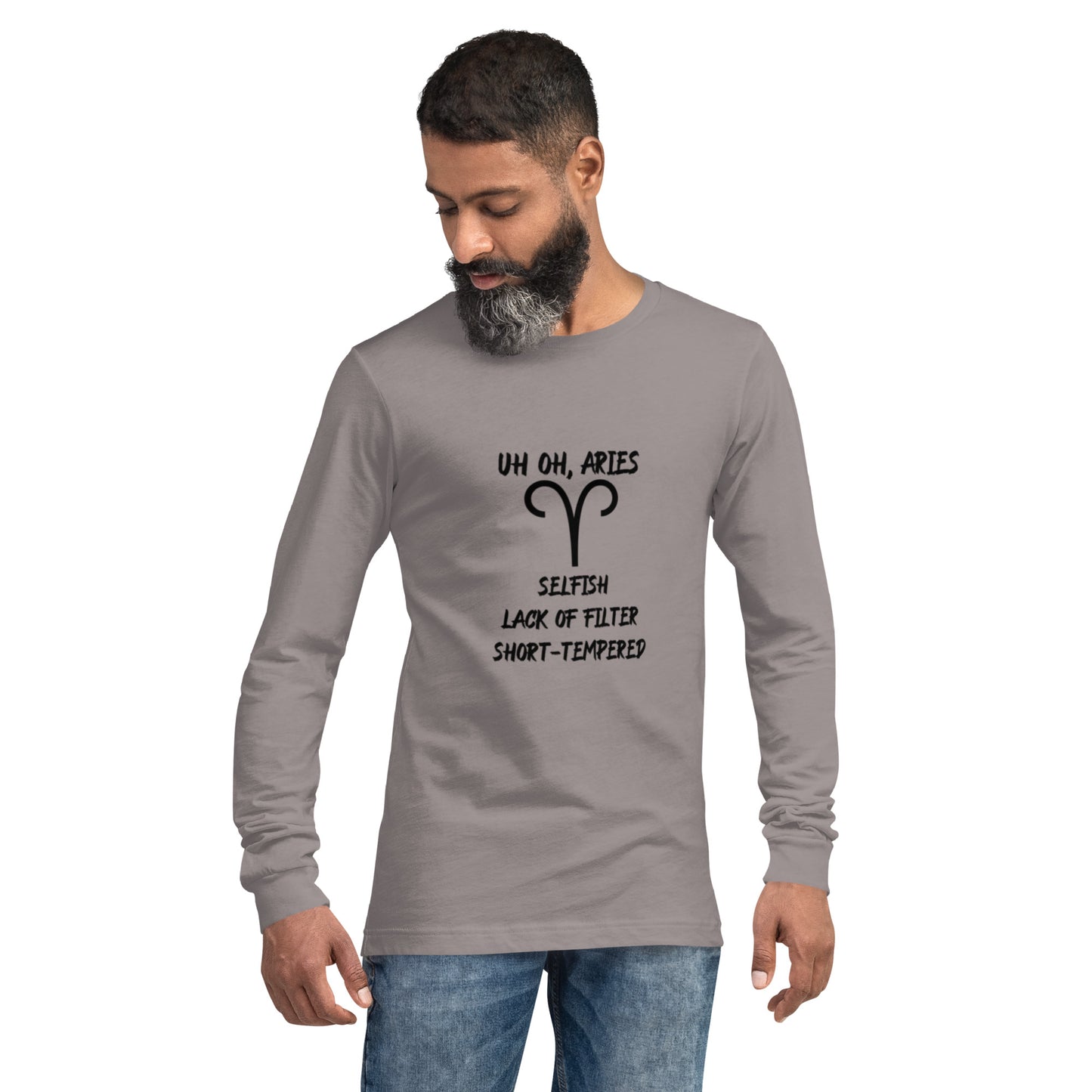 “Uh Oh, Aries” Unisex Long Sleeve Tee