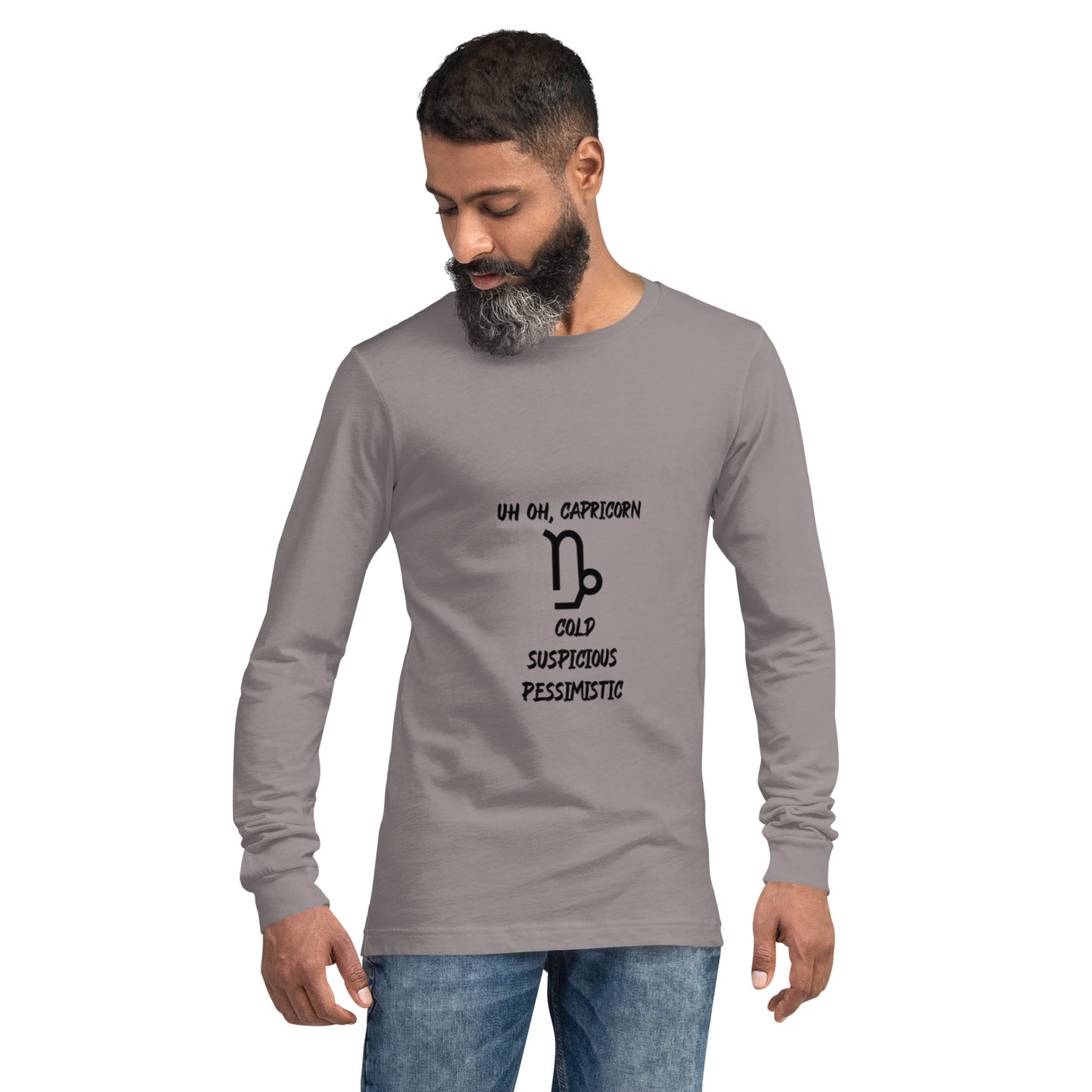 “Uh Oh, Capricorn” Unisex Long Sleeve Tee