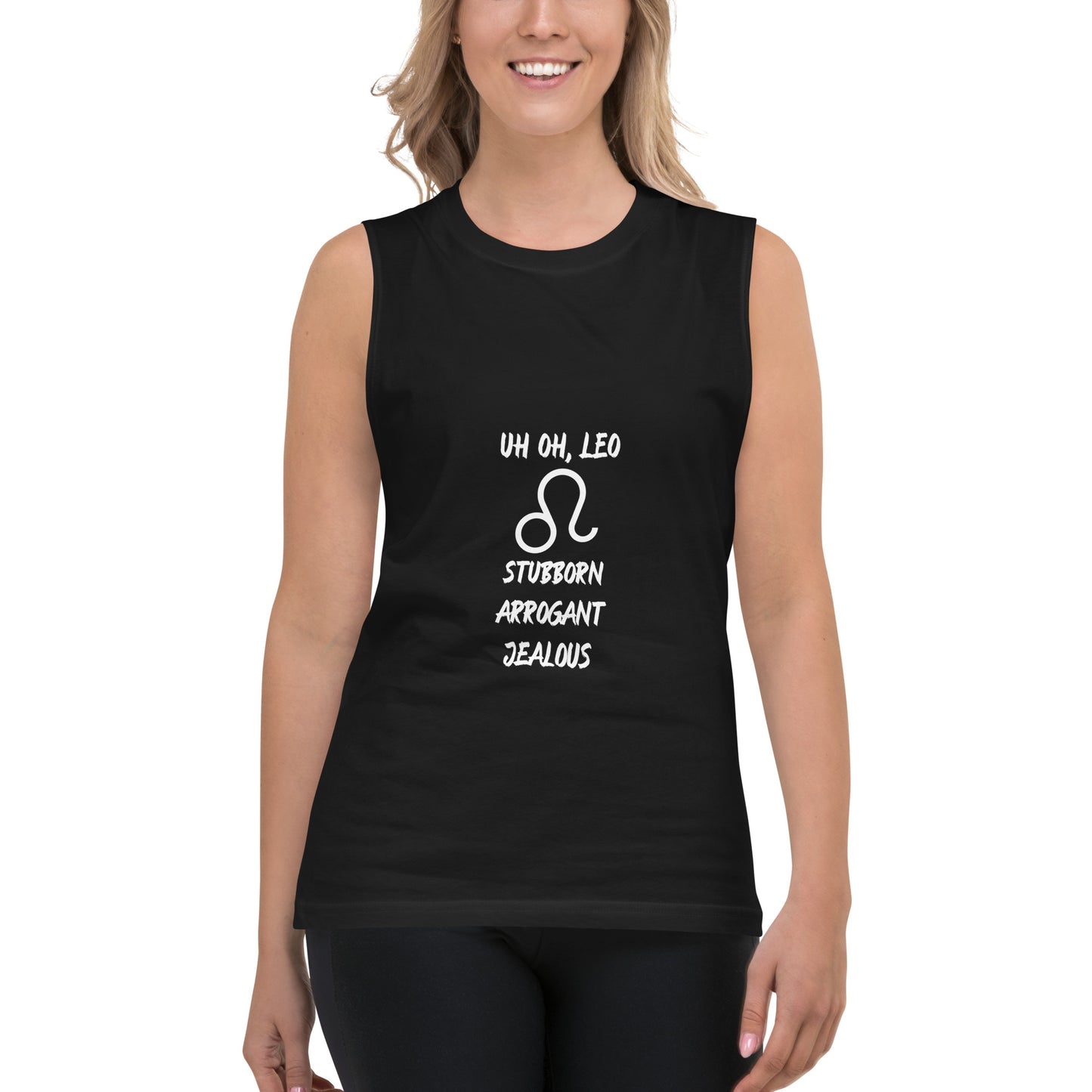 “Uh Oh, Leo” Unisex Muscle Shirt