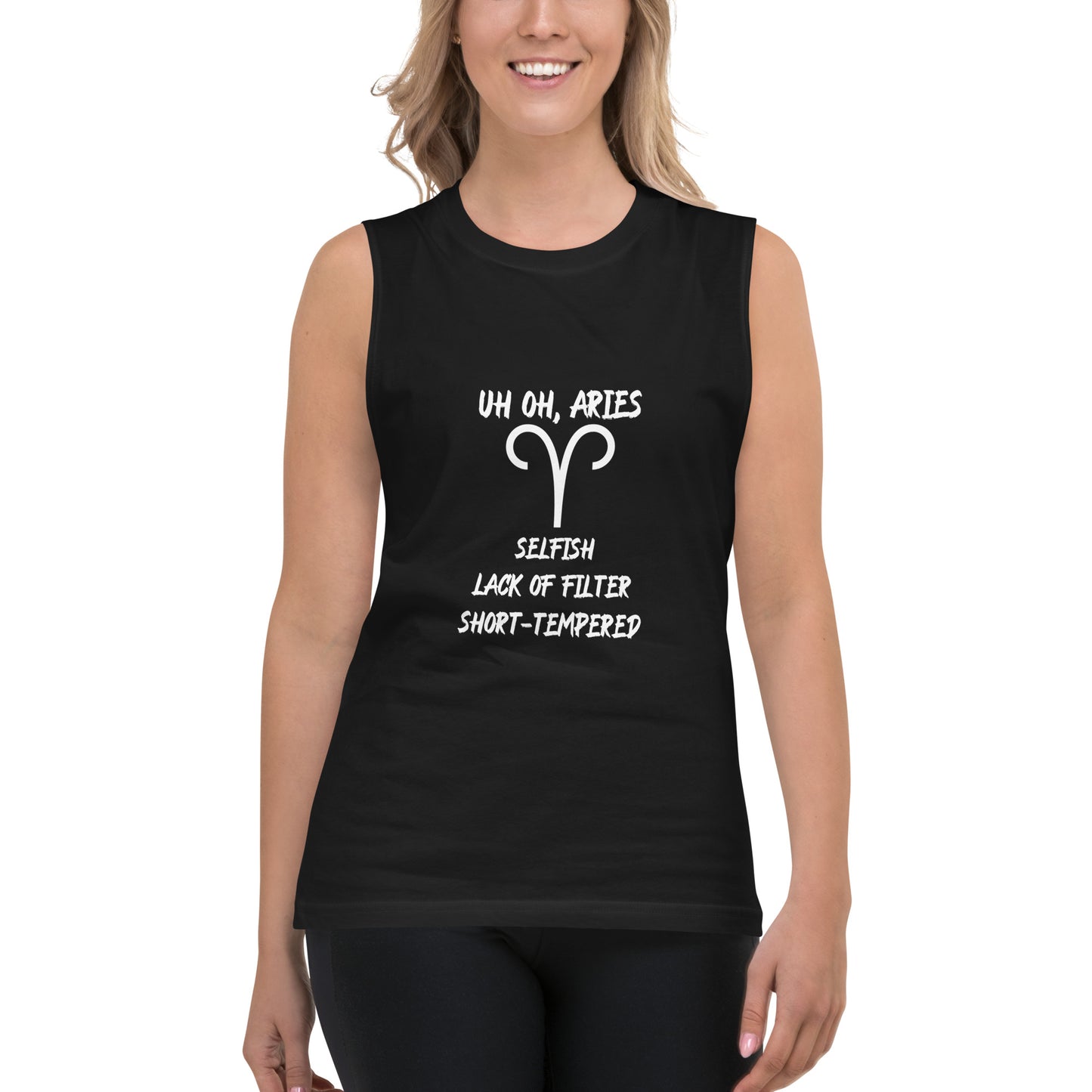 “Uh Oh, Aries” Unisex Muscle Shirt
