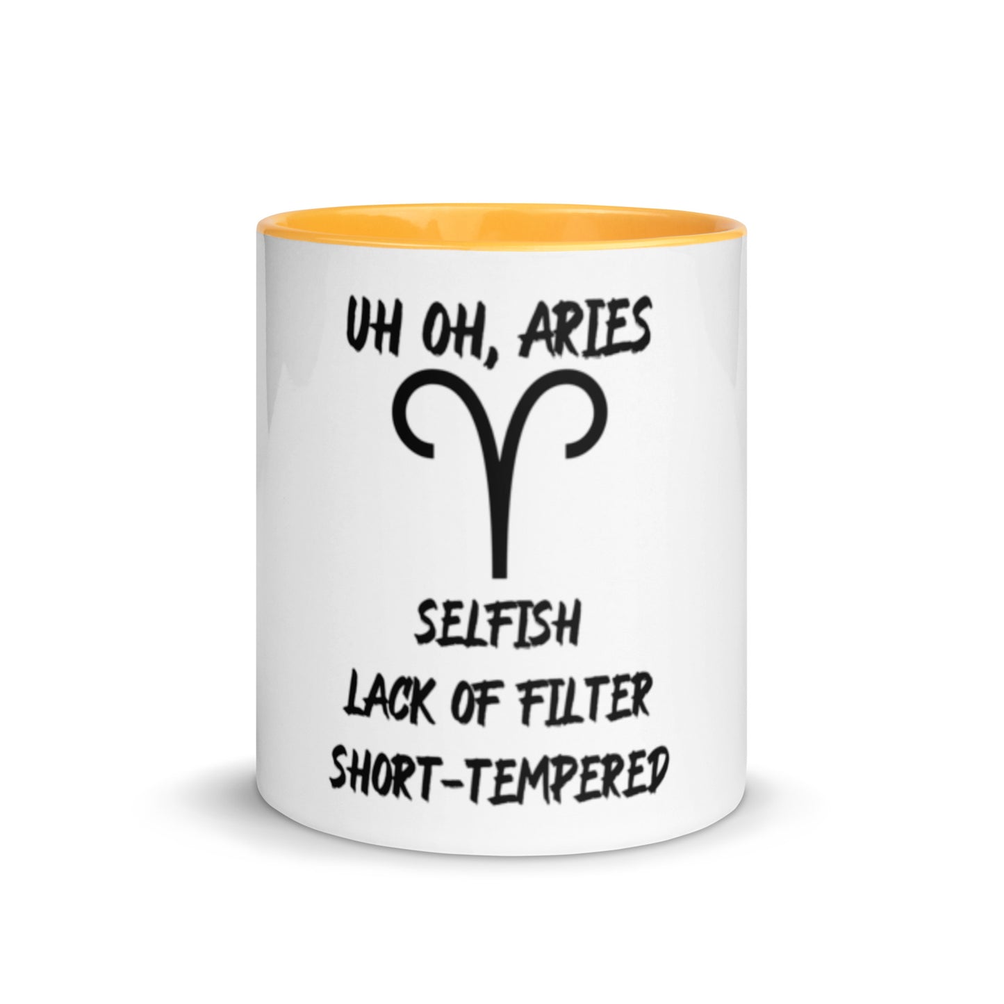 “Uh Oh, Aries” Mug With Color Inside