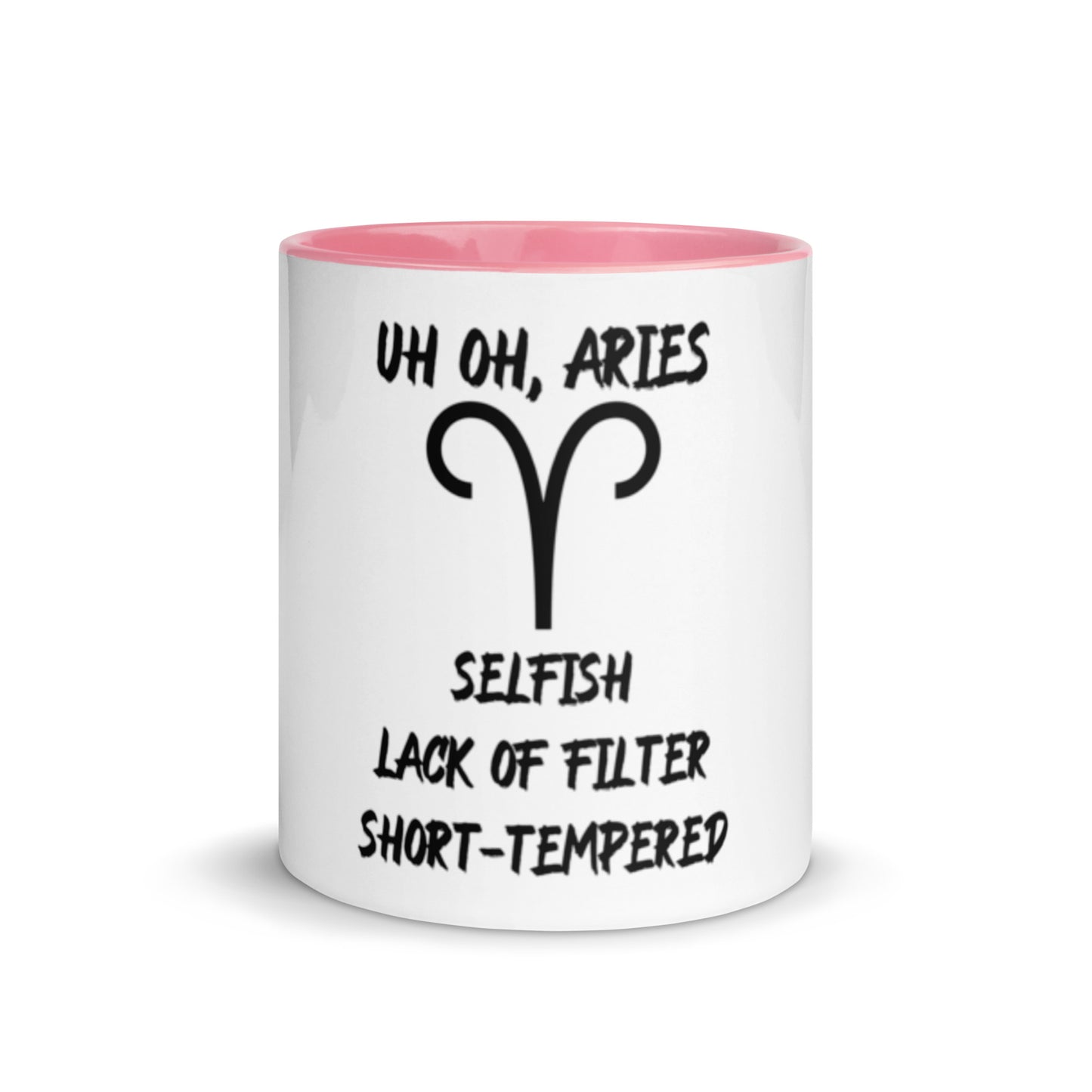 “Uh Oh, Aries” Mug With Color Inside