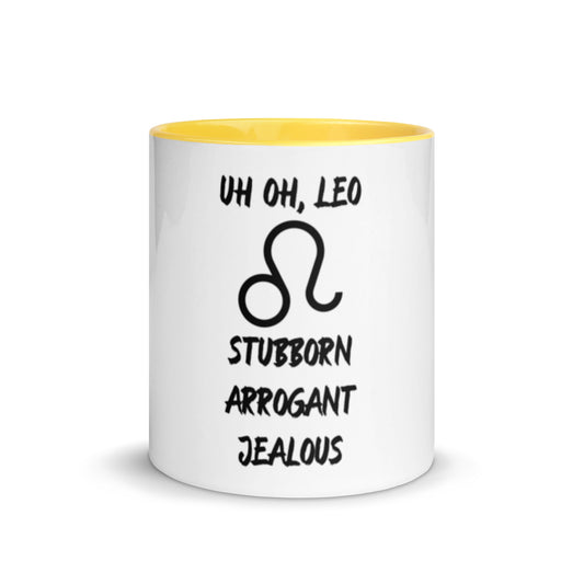 “Uh Oh, Leo” Mug With Color Inside