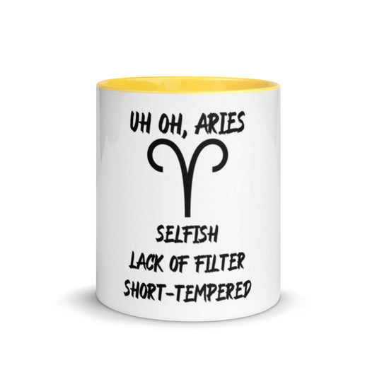 “Uh Oh, Aries” Mug With Color Inside