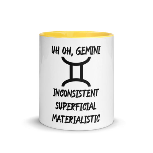“Uh Oh, Gemini” Mug With Color Inside
