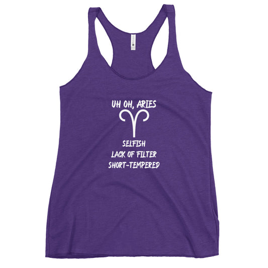 “Uh Oh, Aries” Women's Racerback Tank